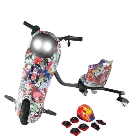 صورة سكوتر درفت 350W مع إضاءة LED وواقيات - انطلق بحماية وألوان لامعة